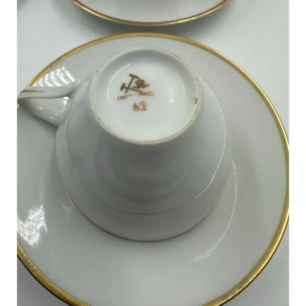 Vintage Czechoslovakian Set of 6 Cups and Saucers circa 1962 - Picture 4 of 4